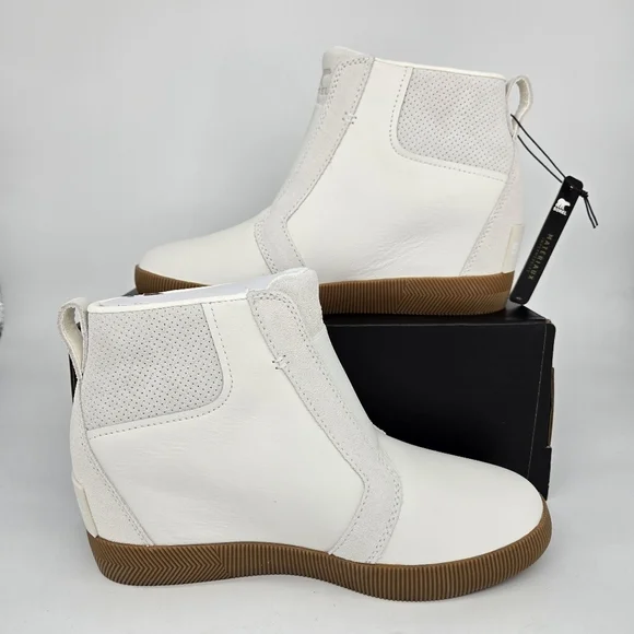 New Sorel Out N About Pull On Wedge Booties Leather Boots Women's Size 8 - Picture 6 of 8